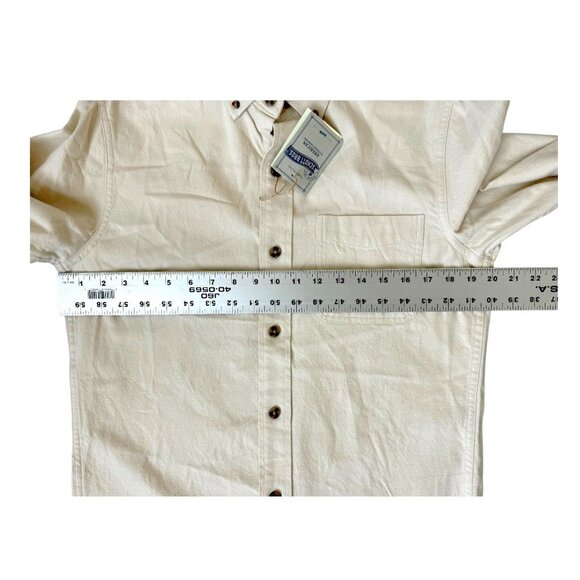 Schott Bros. Men's Cream Flannel Cotton Button-Down Long Sleeve Shirt Size S - Picture 9 of 10